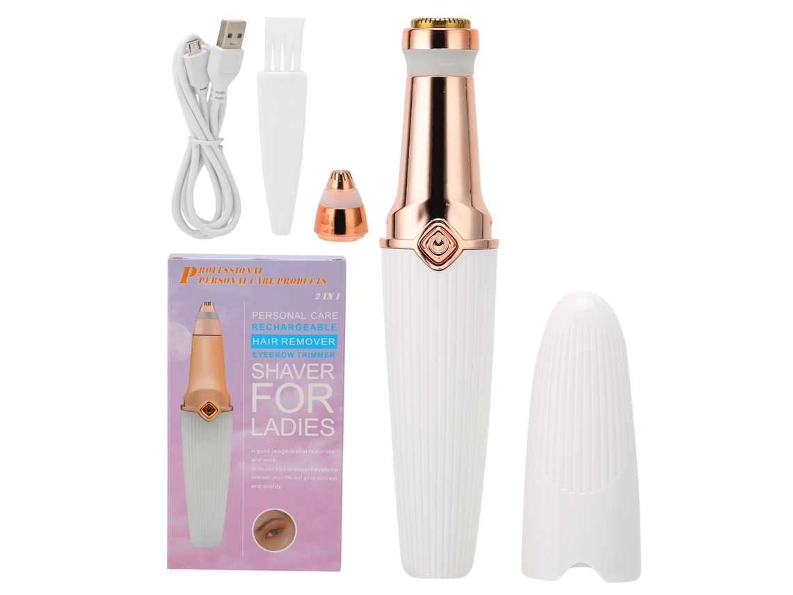 Depilador Eléctrico De Cejas 2 En 1 Forma De Lápiz Labial Recargable Usb Depilación Indolora Facial Para Mujer