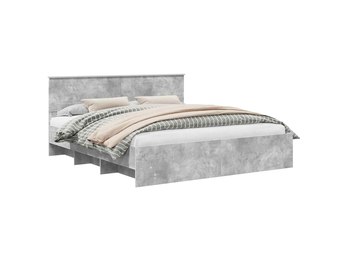 Maison Exclusive - Estructura De Cama Con Cabecera Gris Concreto 200 X 200 Cm