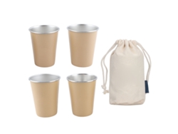 4 Vasos De Acero Inoxidable 304, 350 Ml, Para Camping, Barbacoa, Viajes, Café, Cerveza, Uso Al Aire Libre, Color Beige.