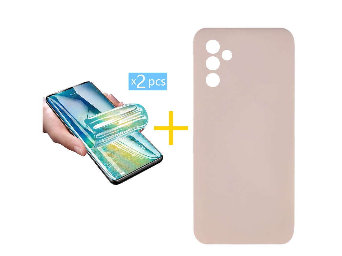 Pack 2 X Película de Vidrio Templado Hidrogel + Funda ACCETEL para Samsung Galaxy S25 + 5G (PLUS) Silicona Líquida Rosa