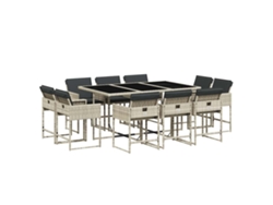 Maison Exclusive - Set De Comedor De Jardín 11 Pzas Y Cojines Ratán Sintético Gris