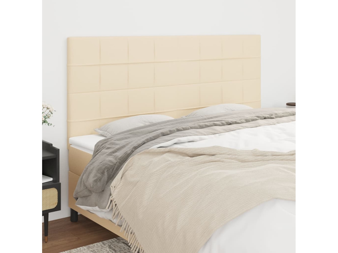 Cabeceros 4 Unidades De Tela Color Crema 90x5x78/88 Cm