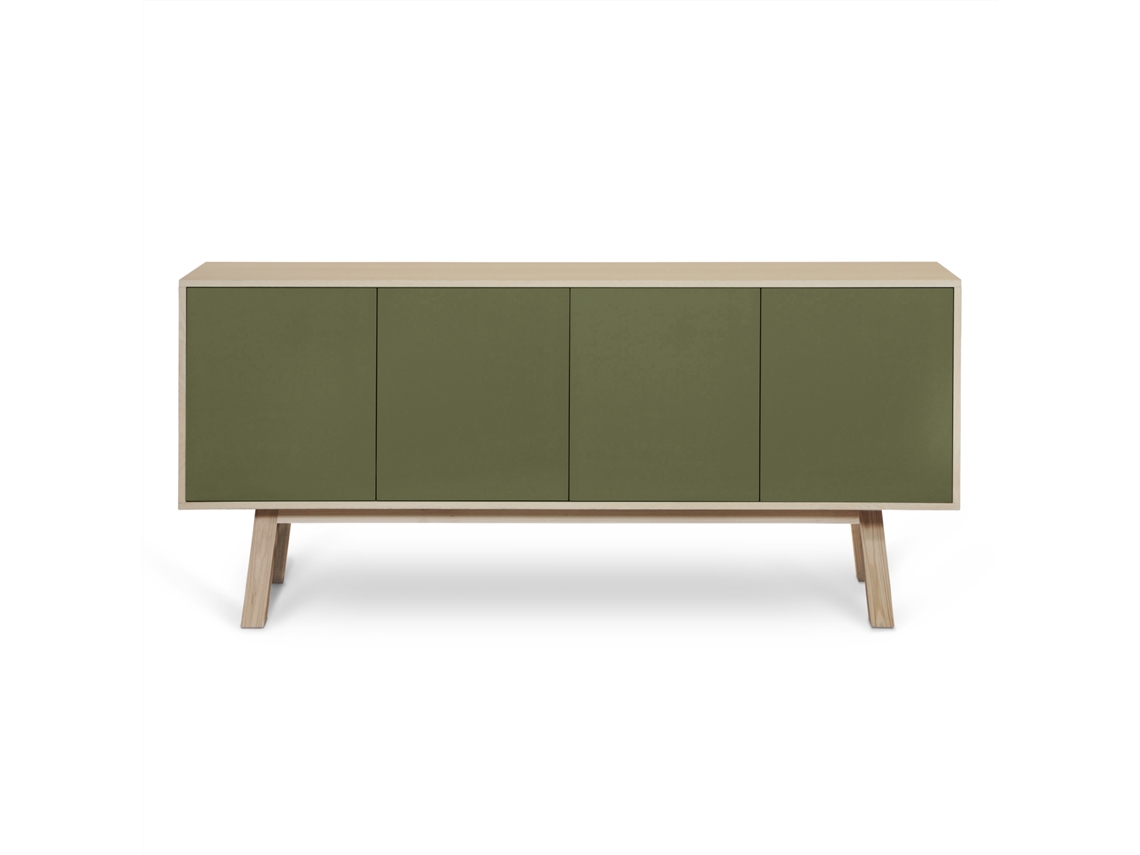 Aparador Alto MON PETIT MEUBLE FRANÇAIS con 4 Puertas (Marrón - Madera - 220 x 94 x 46 cm)