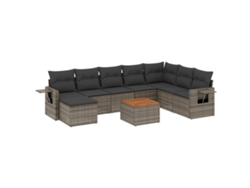 Conjunto 9 de muebles de jardín VIDAXL y cojines ratán sintético gris