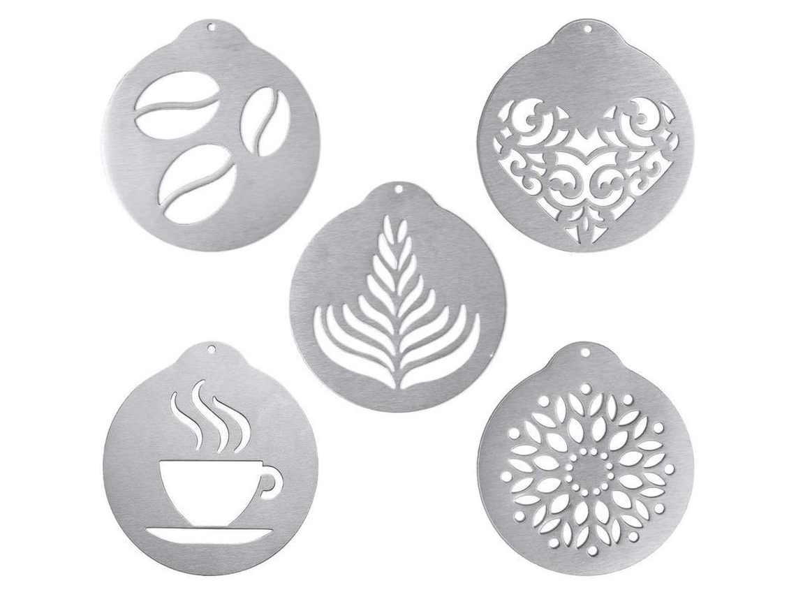 5 Plantillas De Acero Inoxidable 304 Para Decorar Café Y Pasteles.