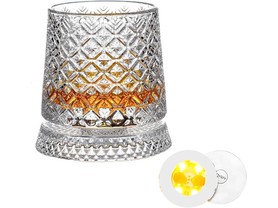 Vaso Whisky Giratorio Transparente Múltiples Texturas, Ideal Para Entretener Aliviar Estrés.