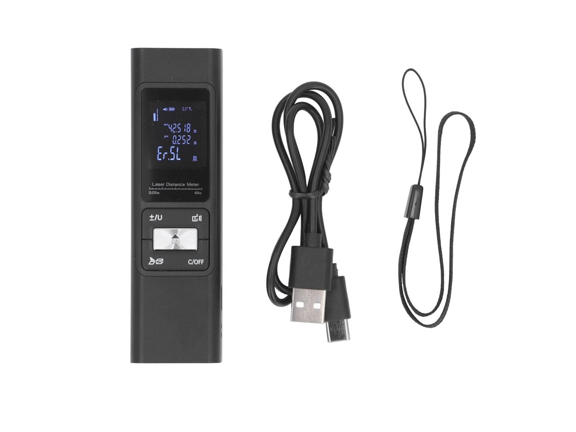 Medidor De Distancia Electrónico Portátil Con Carga Usb De 0,05 A 40 M.