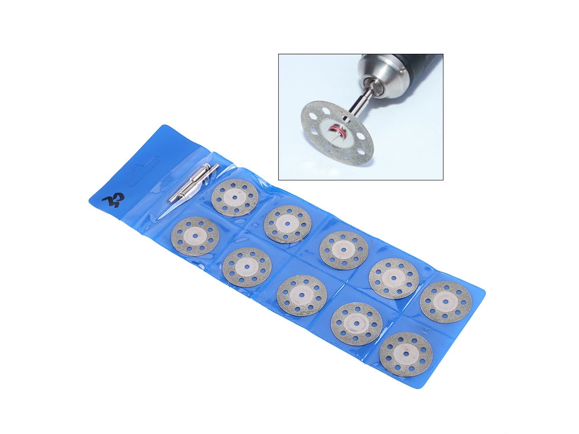 Juego de 10 hojas de sierra circular de diamante de 30 mm, con 8 hojas para herramientas rotativas y 2 mandriles.
