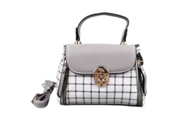 Versátil, De Gran Capacidad, Ligero, Portátil, Elegante Bolso De Mano A Cuadros Con Cinturón Gris Claro.