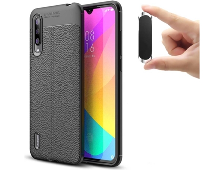 Carcasa y Soporte Xiaomi Mi 9 Lite Rugged Leather Negro