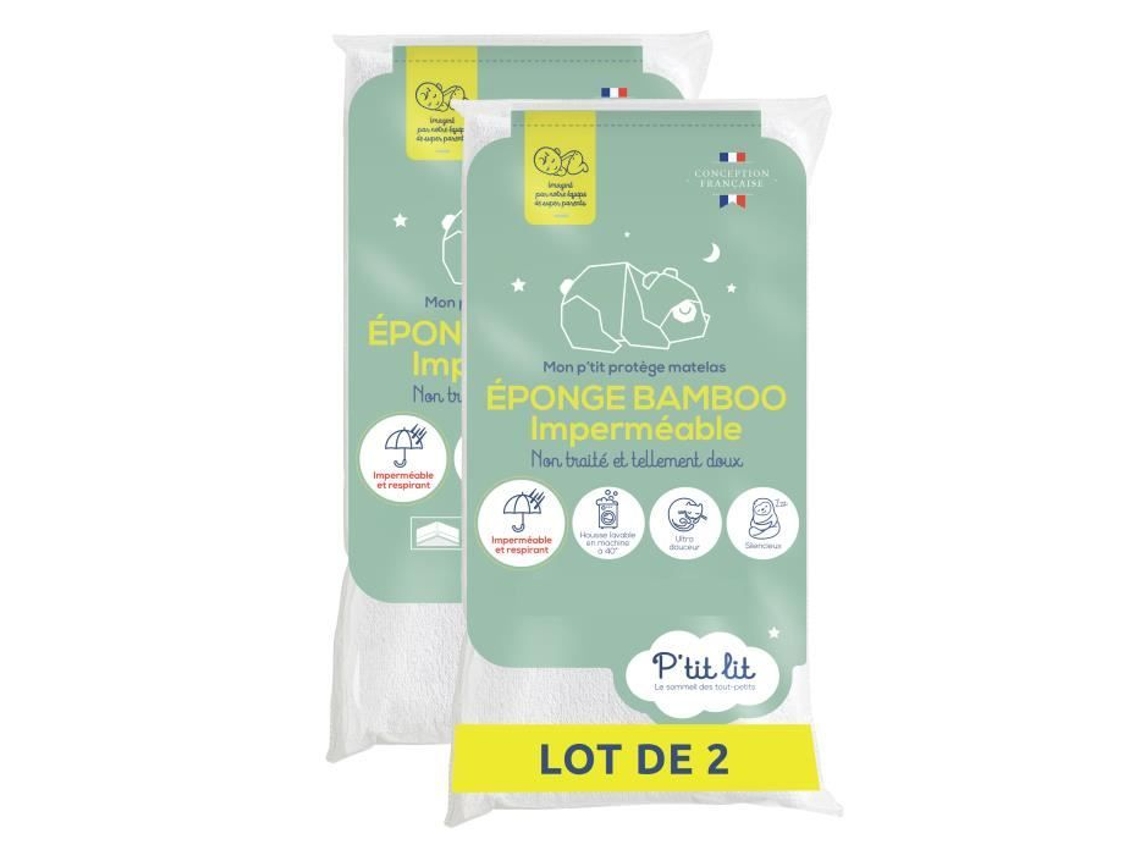 Juego de 2 protectores de colchón de bambú para cuna, cesta y cochecito. Protector impermeable de viscosa suave de 40 x 80 cm.