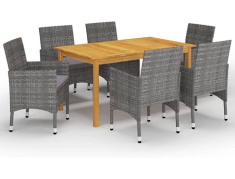 Conjunto 7 de comedor de jardín de VIDAXL gris