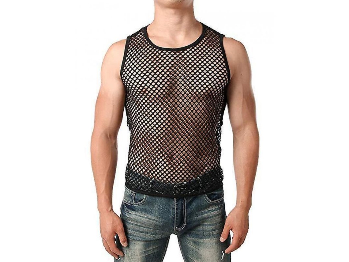 2026-camiseta De Malla Transparente Para Hombre Manga Corta Sexy Moda Para Fiesta Y Club Talla Asiática Nvr M Negro 1