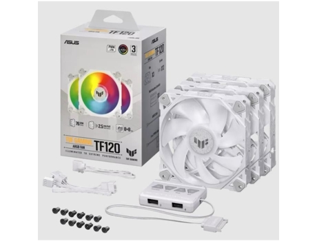 Ventilador Tuf Gaming Tf120 Argb con 3 packs de pintura. Controlador Rgb - 120 mm, Blanco ASUS