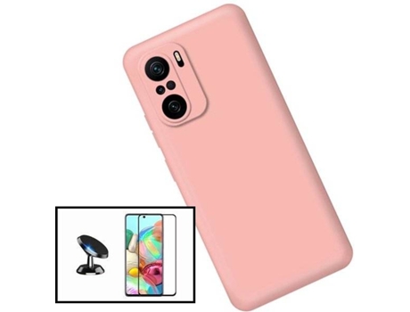 Kit Protector de Pantalla de Vidrio Templado + Carcasa + Soporte Magnético Xiaomi Redmi Note 10S PHONECARE Silicona Rosa