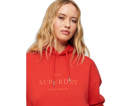 Sudadera con Capucha de Mujer SUPERDRY Oversize Code Heraldry Rojo (XS/S)