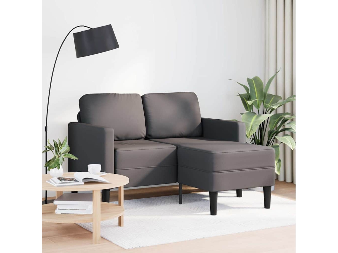 Maison Exclusive - Sofá De 2 Plazas Con Chaise Longue En Forma De L, Color Gris, 125 Cm, Piel Sintética