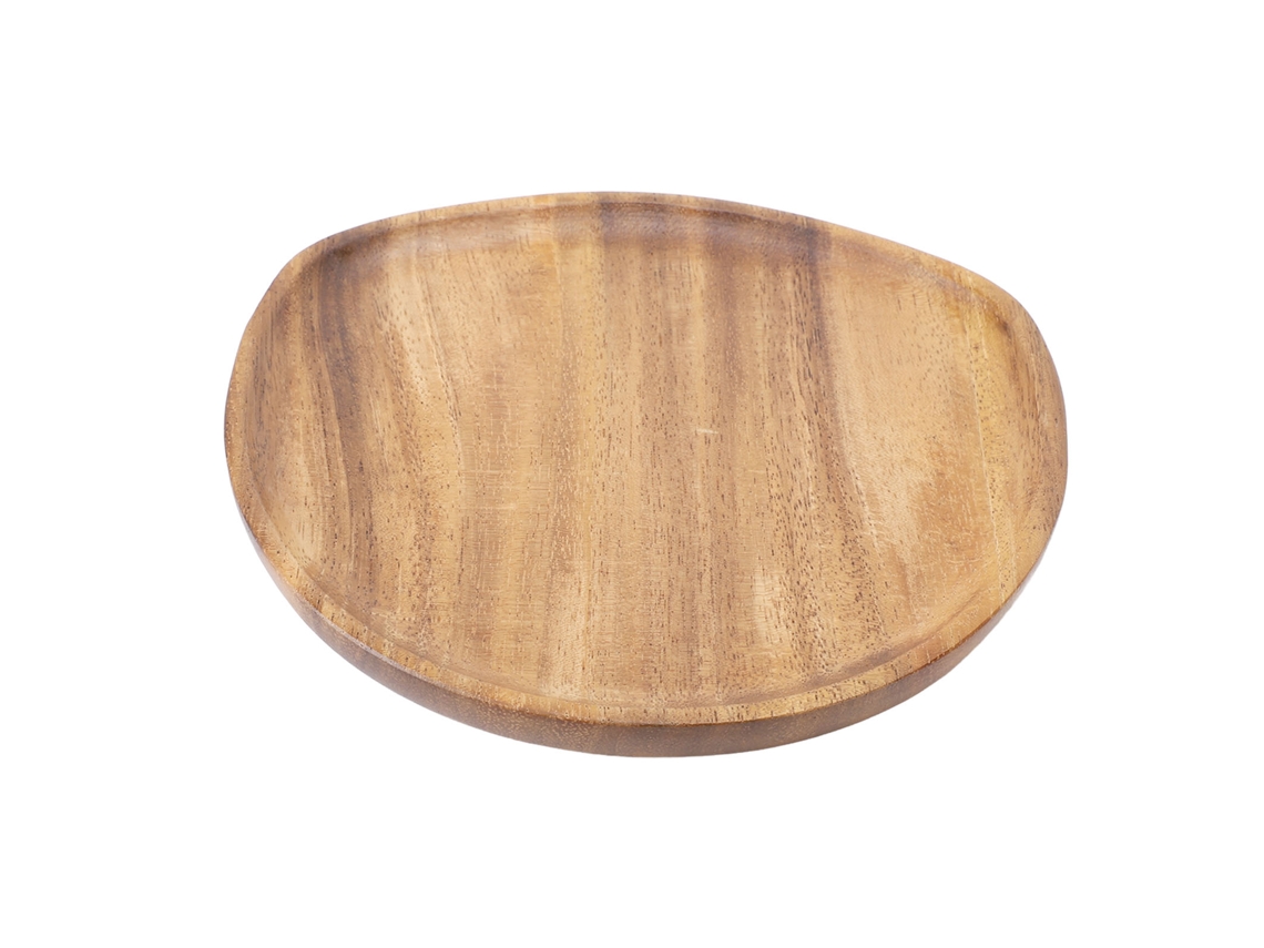 Plato Llano Reutilizable De Madera De Nogal Japonés De 20x20 Cm Para Postres, Aperitivos Y Frutas.