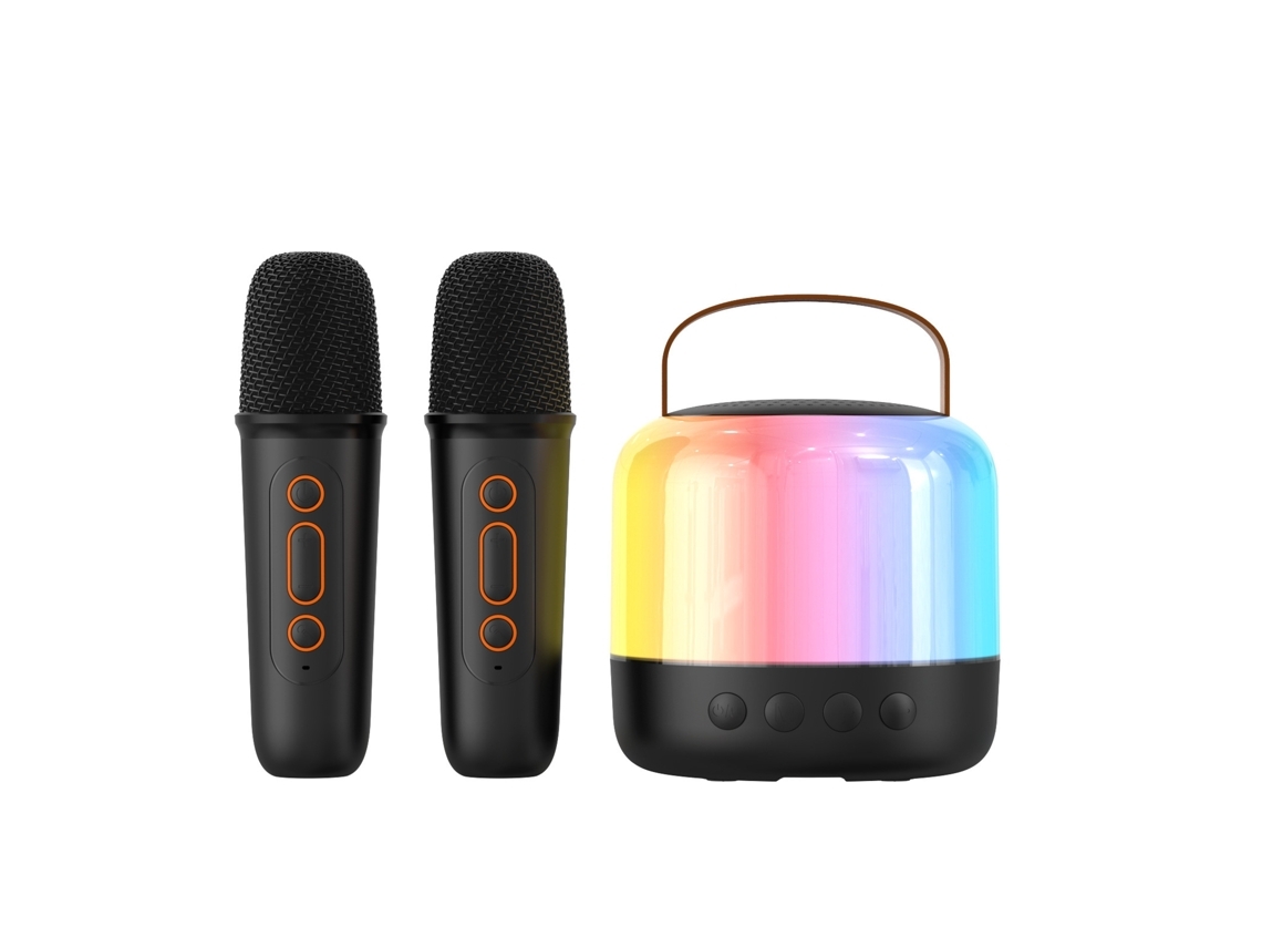 Altavoces De Mini Máquina De Karaoke Infantil, Estéreo Bluetooth Con 2 Micrófonos Inalámbricos, Adecuado Para Regalo De Niña Y Niño. Negro Gusshious