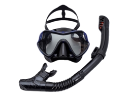 Conjunto de snorkel con máscara ajustable, azul y negro, seguro