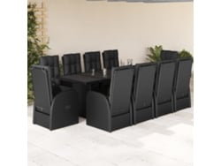 Juego de comedor de jardín de 11 piezas con cojines de mimbre negros de DKD Home Decor