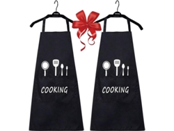 2026-40494-delantales Cocina Impermeables Para Mujer Y Hombre Talla Única Con 1 Bolsa Grande Paquete De 2 Negro