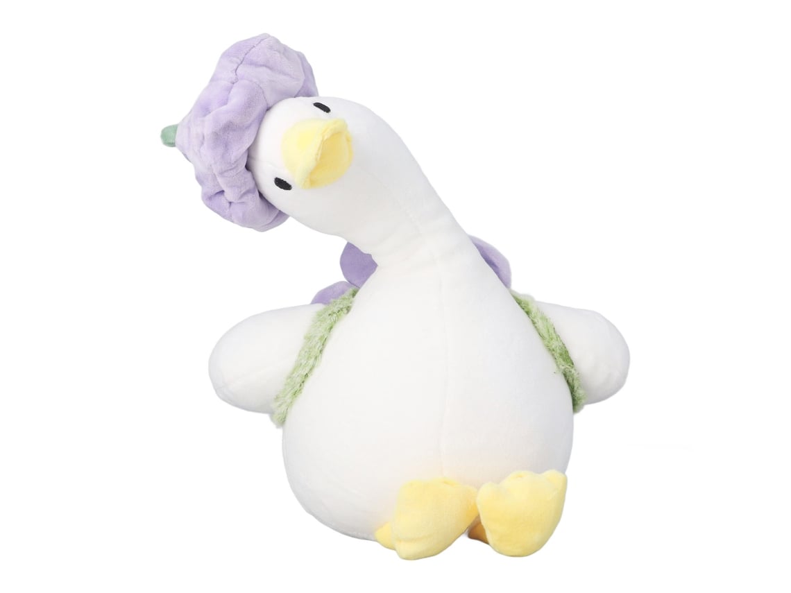 Brinquedo De Pato Floral De Pelúcia Macio Com Chapéu Floral E Mochila Roxo 35cm