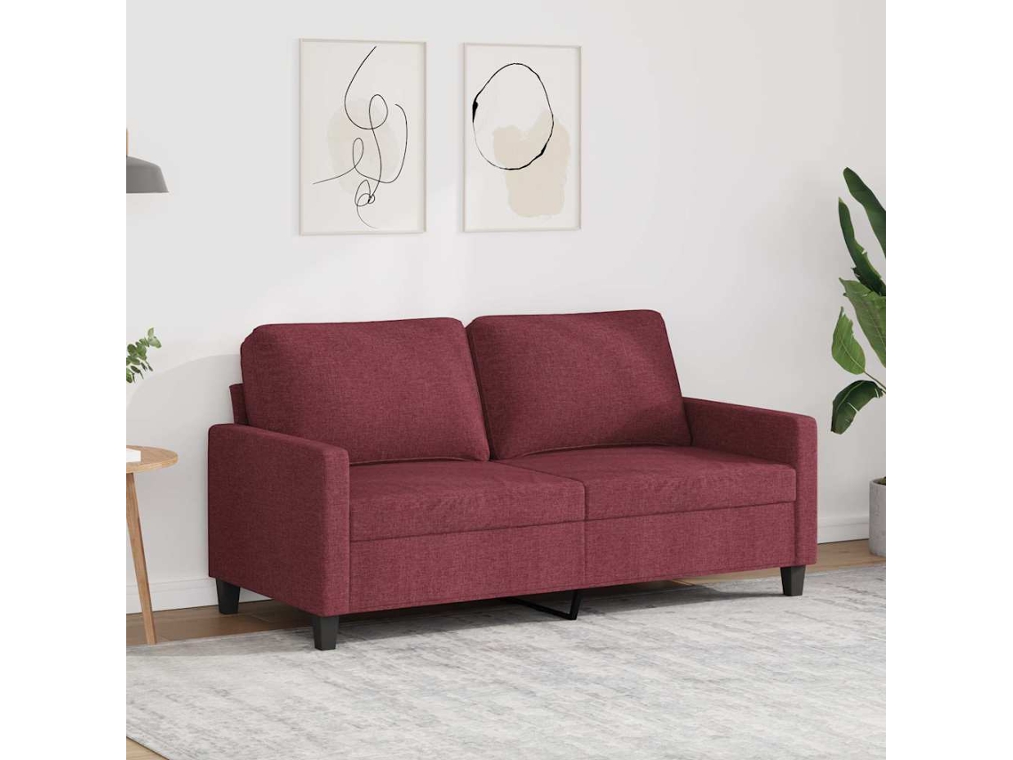 Sofá De 2 Plazas | Sofá De Salón | Sofá De Descanso De Tela Rojo Tinto 140 Cm