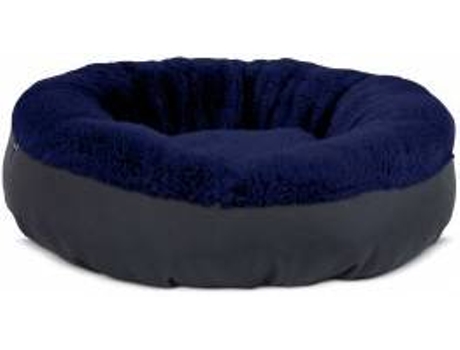 Cama Redonda para Perros y Gatos GAUTY Tela Impermeable y pelo (Azul y Gris - 57 cm)