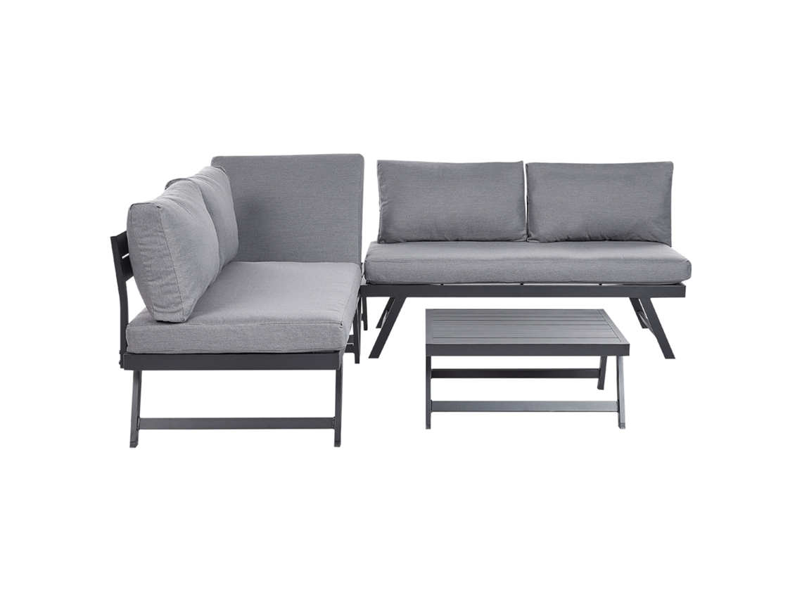Conjunto de jardín esquinero 5 plazas de metal gris BELIANI Coccorino