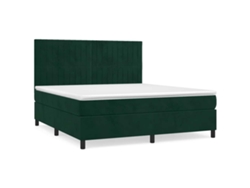 Maison Exclusive - Cama Box Spring Con Colchón Terciopelo Verde Oscuro 180x200 Cm