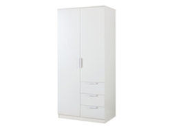 Armario Eiselfing MDF 176x80x52 Cm Blanco [EN.CASA] (2 Puertas, 1 Perchero, 4 Compartimentos, 3 Cajones)