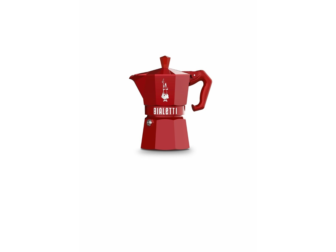 Cafetera italiana exclusiva Bialetti Moka, aluminio rojo, 3 tazas, VETONEK