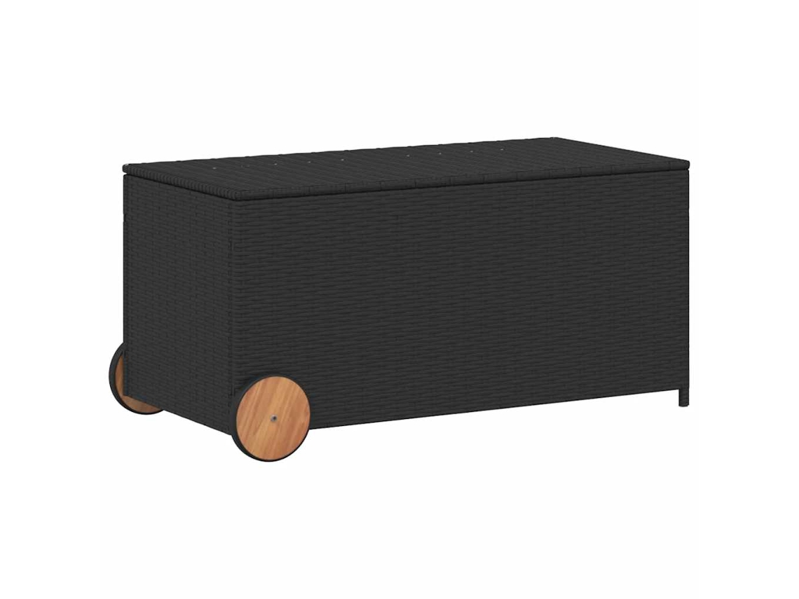Caja de almacenamiento de jardín con ruedas MAISON EXCLUSIVE Patas de mimbre Negro (190 l)