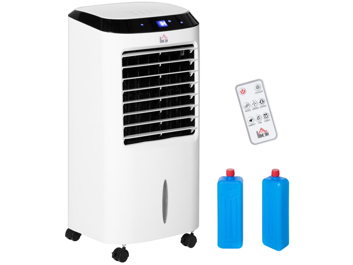Aire Acondicionado Portátil 4 En 1, 10l, Refrigeración Agua, 60w, 20m², Temporizador 8h, 38,2x31,6x76 Cm, Blanco/negro