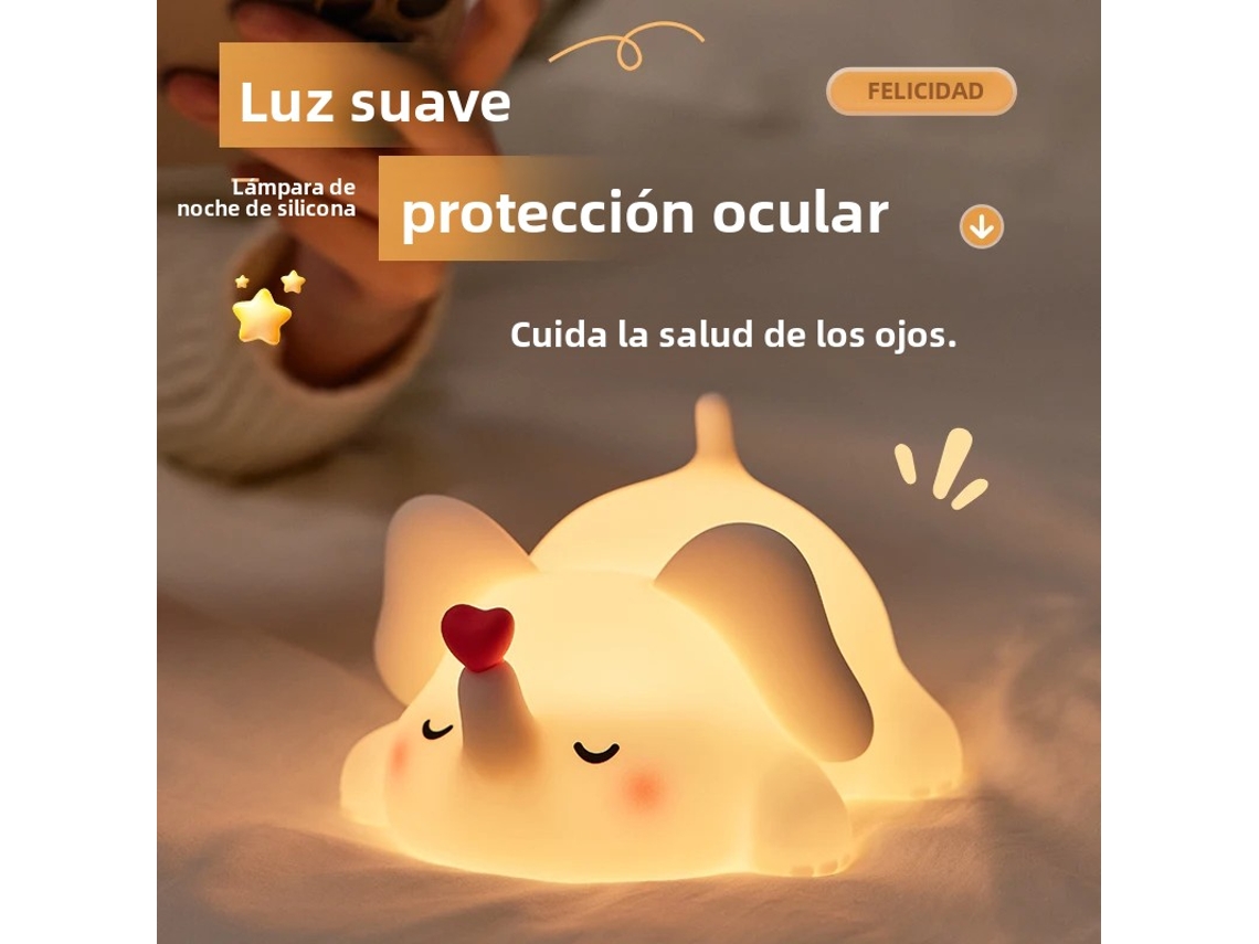 (elefante) Luz Nocturna Led De Silicona Con Sensor Táctil