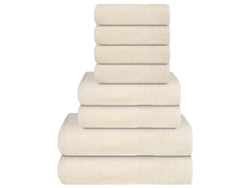 Juego De Toallas 8 Piezas 100 Algodón Crema 360 Gsm Wsd953169