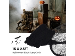 Paño Horror Negro 15x2.5ft Para Halloween Decoración Espeluznante Cortinas Entradas Ventanas Fiesta Casa Embrujada