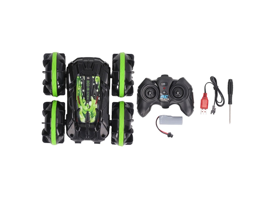 2026-coche Rc Acuático Y Terrestre De Stunt 2.4ghz Eléctrico Inalámbrico Control Remoto Verde