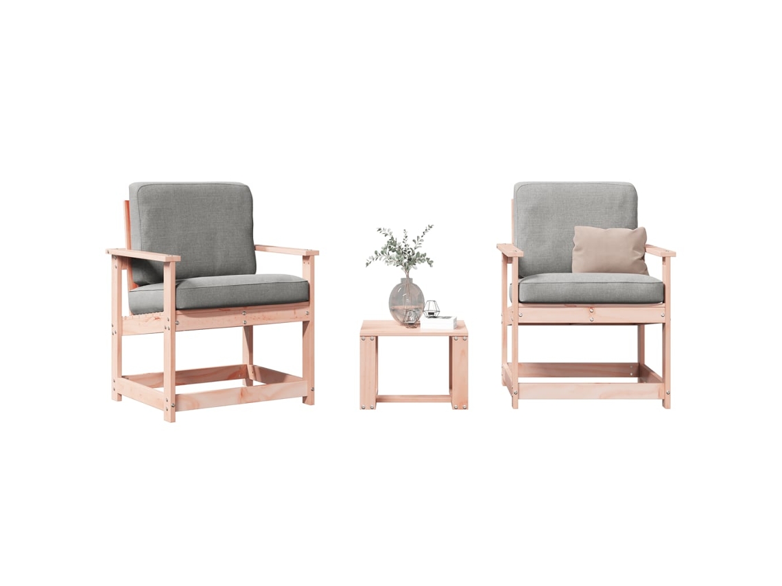 Conjunto de salón de jardín de 2 piezas en madera maciza Douglas Dkd Home Decor