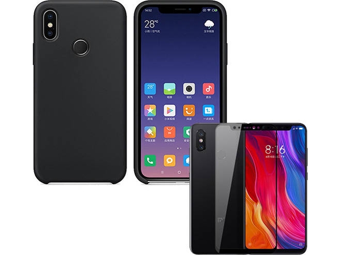 Kit Carcasa y Protector Cristal 5D Xiaomi Mi 8 Silicone Negro