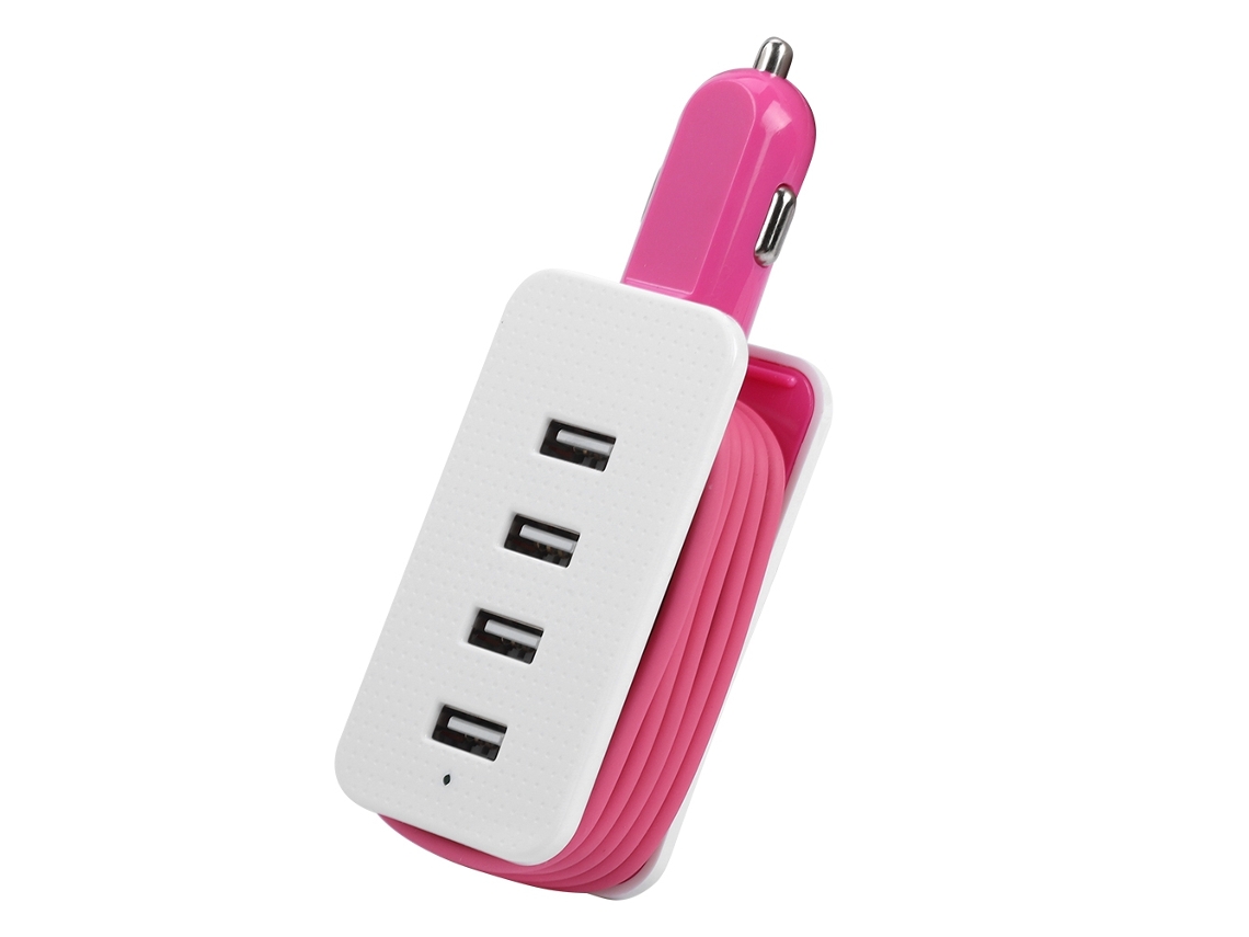Cargador De Viaje Para Coche (carga Usb De 4 Puertos Con Cable De Extensión)