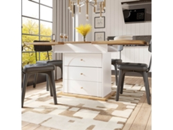 Mesa de comedor extensible 110 x 140 x 80 cm, plegable, para 4 o 6 personas, diseño minimalista, estilo blanco.