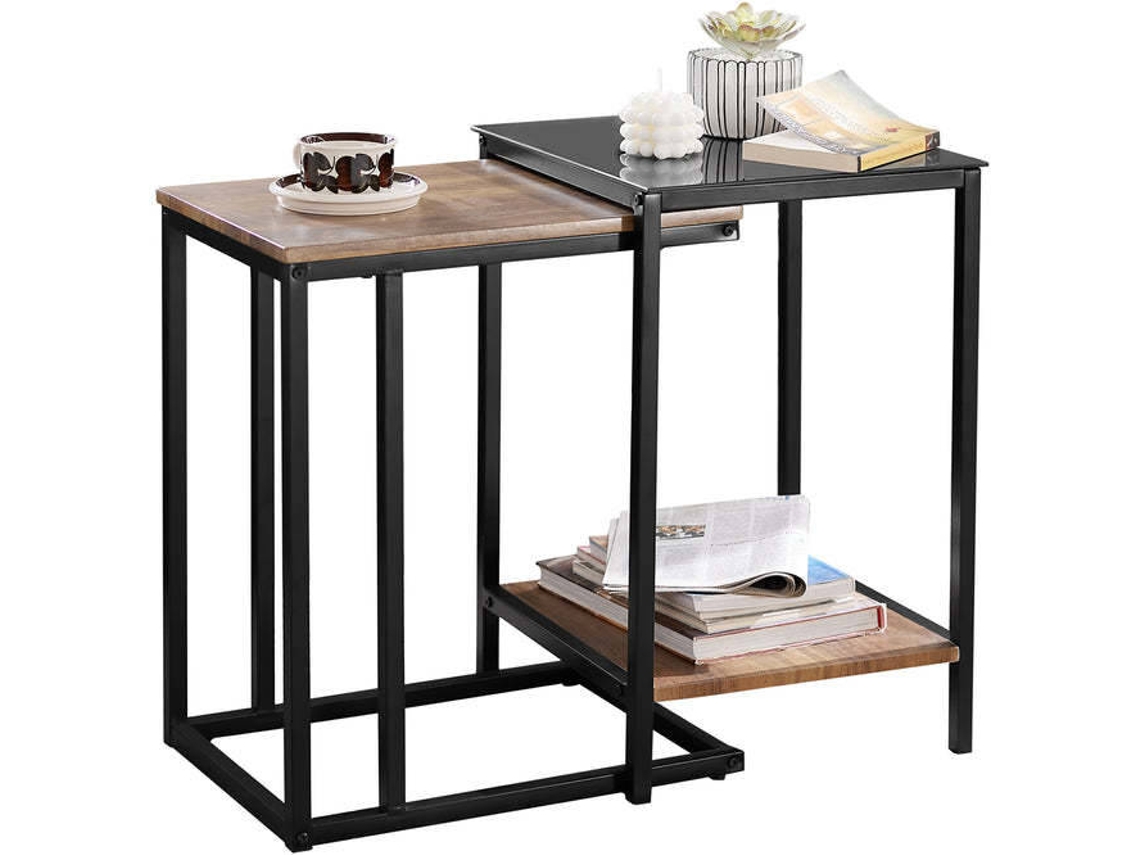 Mesa auxiliar SOBUY (Marrón y negro - 40x40x60 cm)