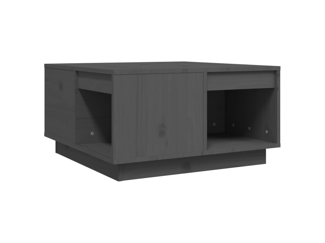 Mesa de centro gris MAISON EXCLUSIVE en madera maciza de pino (60x61x32,5 cm)