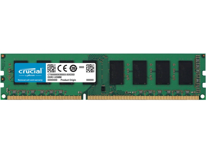Memoria RAM DDR3 CRUCIAL CT102464BD160B (1 x 8 GB - 1600 MHz - CL 11 - Verde)