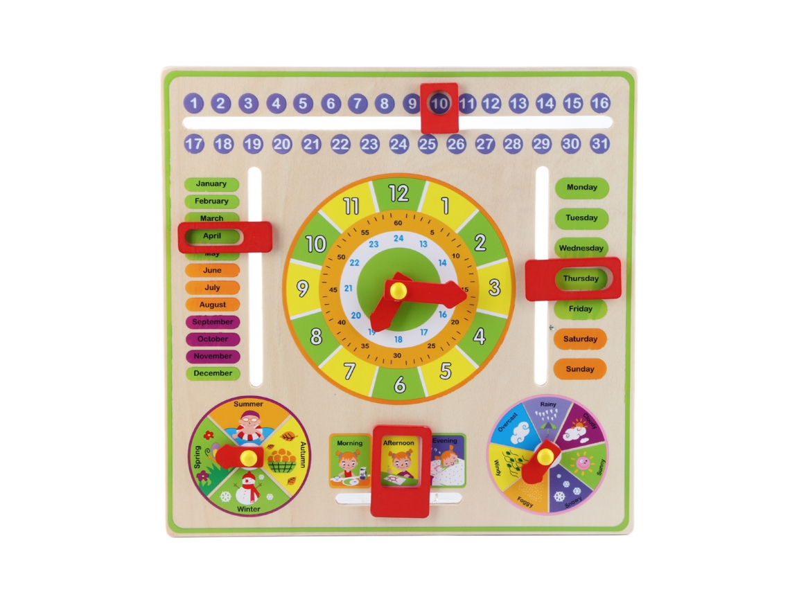 -juguete De Reloj De Madera Multifuncional Para Educación Temprana Niños Niñas Hora Fecha Estación Clima