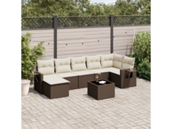Conjunto de sofás de jardín con cojines de mimbre marrón, Dkd Home Decor