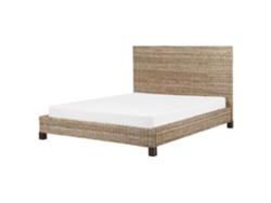 Cama con somier BELIANI Salbris de Ratán Natural 172x213x120