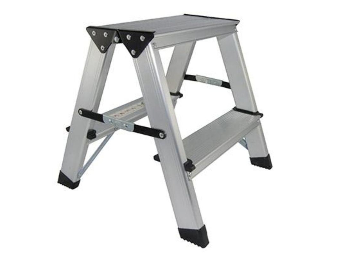 Taburete aluminio plegable 2 peld.37x37